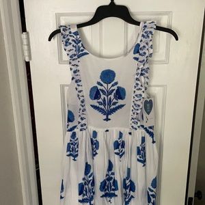 NWT Pink City Prints Botanical Dress in Blue -Sz S